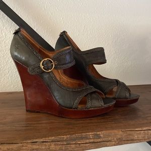 Frye Gretta Crisscross Wedge Heels
